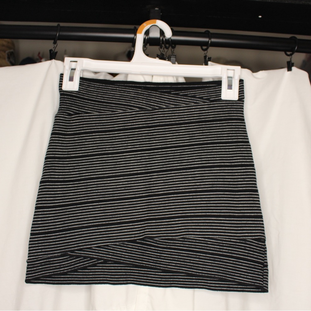 Lined Black/Silver Mini Skirt